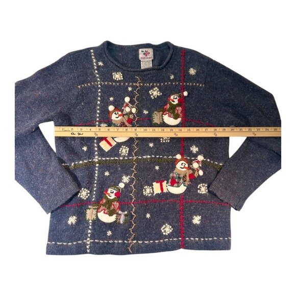 Vintage Festive Nutcracker Snowman Christmas Sweater M – Ugly Sweater Party - Picture 2 of 6